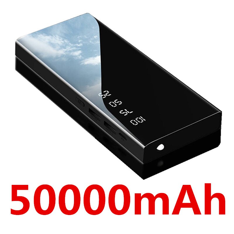 Cargador rápido de 99000mAh para teléfono móvil, cargador portátil con 3USB, batería externa para Samsung, Xiaomi y Iphone: Black-50000mAh
