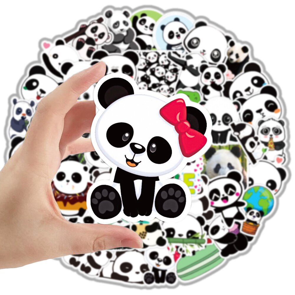 50 Stks/pak Leuke Panda Stickers Voor Notebook Motorfiets Skateboard Computer Decal Cartoon Bagage Animal Decal Sticker