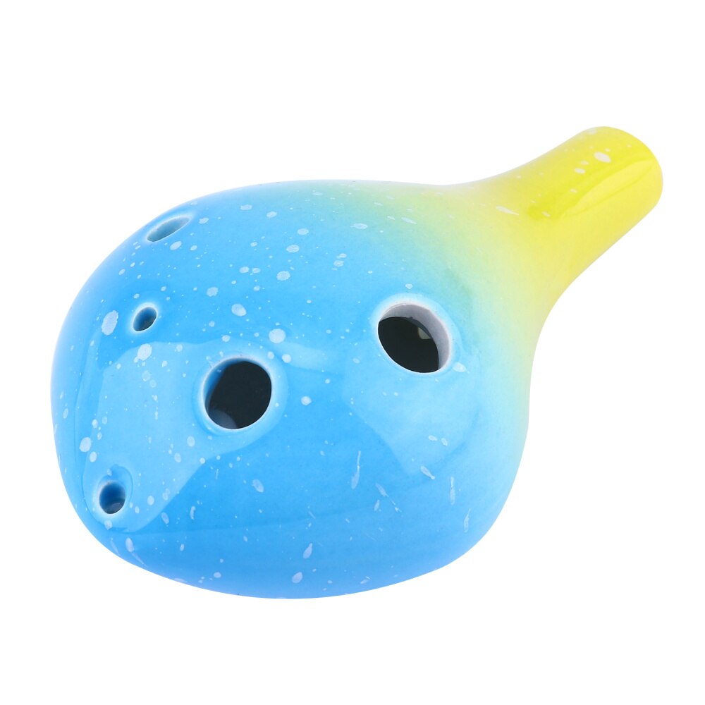 Bottle Style Ocarina 6 Holes Ceramic Ocarina Beginner Musical Instrument: Yellow Blue