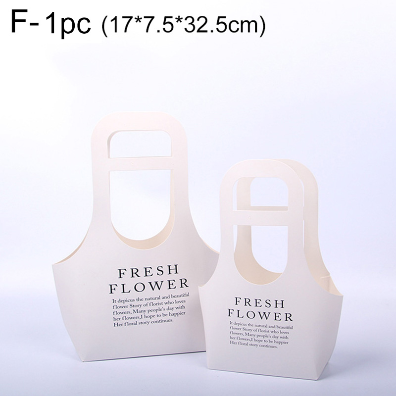 Przenośne składane pudełko na kwiaty wodoodporne papierowe torby robić pakowania kwiaciarnia świeży kwiat torba z uchwytem ręcznie robiony bukiet kosz prezent ślubny: F