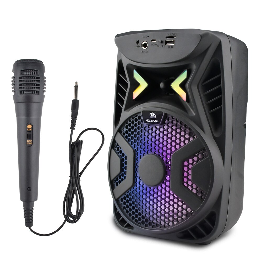 Portable Outdoor Bluetooth Speaker Wireless Stereo Bass Speakers FM Radio TF Card Music Player with Microphone LED Light