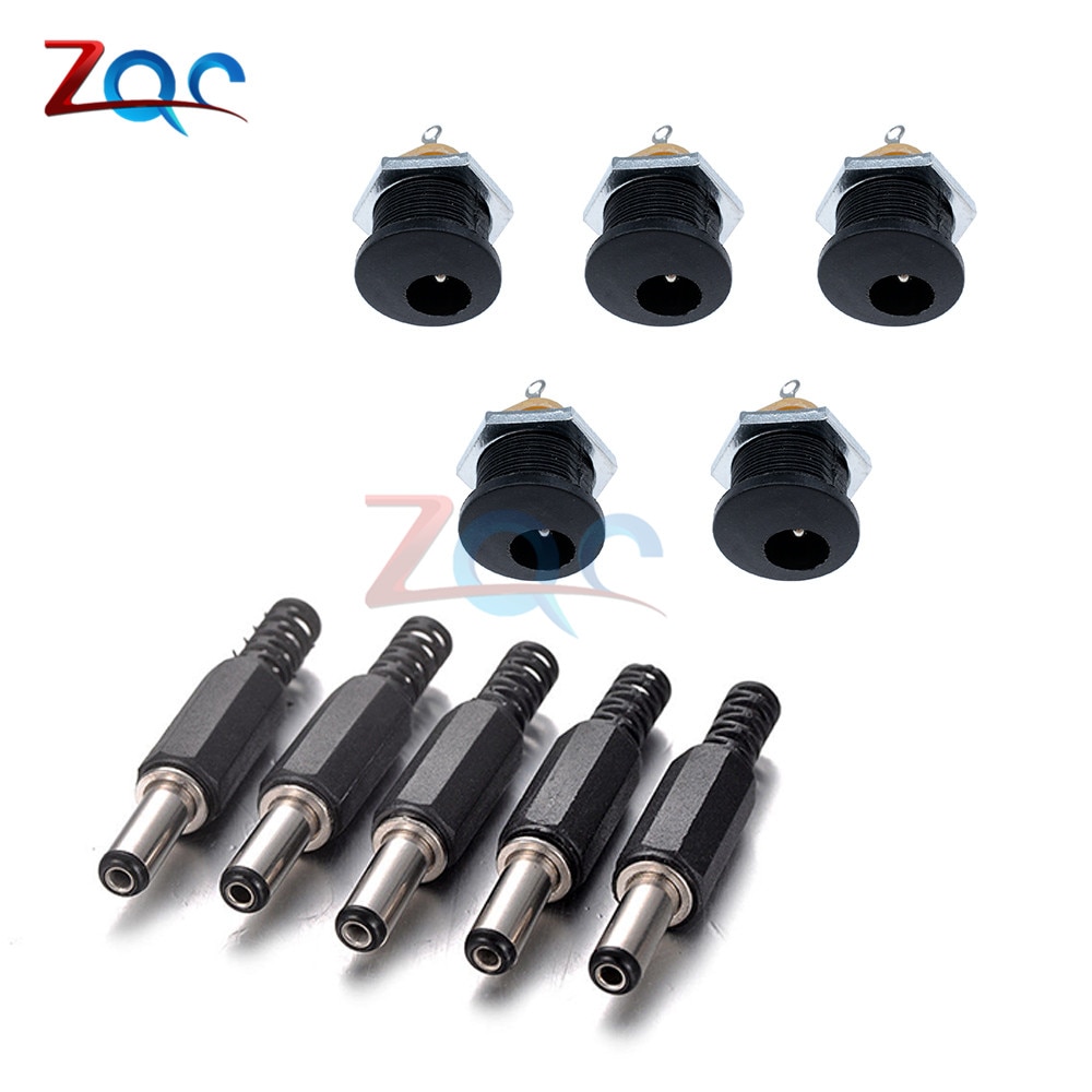 10 Pcs Dc Power Connector Pin 2.1X5.5 Mm Vrouw Plug Jack + Stekker Jack Socket Adapter Pcb mount Diy Adapter Connector 2.1X5.5: Male5 Female5 type3