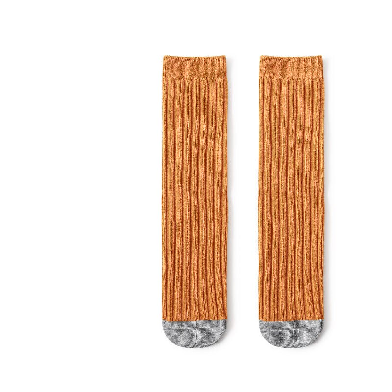 10 Paar/partij Pasgeboren Baby Splicing Student Knie Hoge Sok Voor Jongen Meisjes Kinderen Voet Die Warmer Lange Baby Knieën Sokken: Ginger Yellow