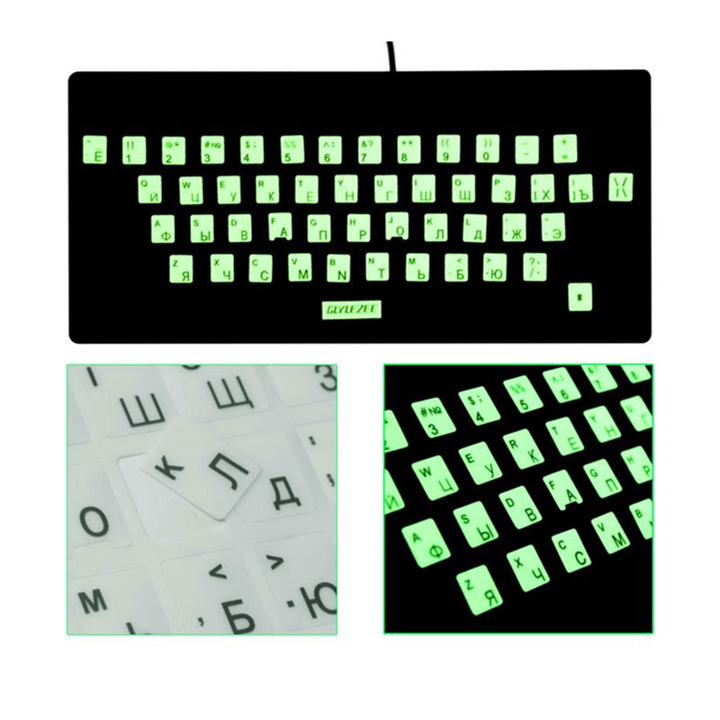 Arabic/Russian Keyboard Stickers Luminous Laptop Desktop Keyboard Letter Stickers