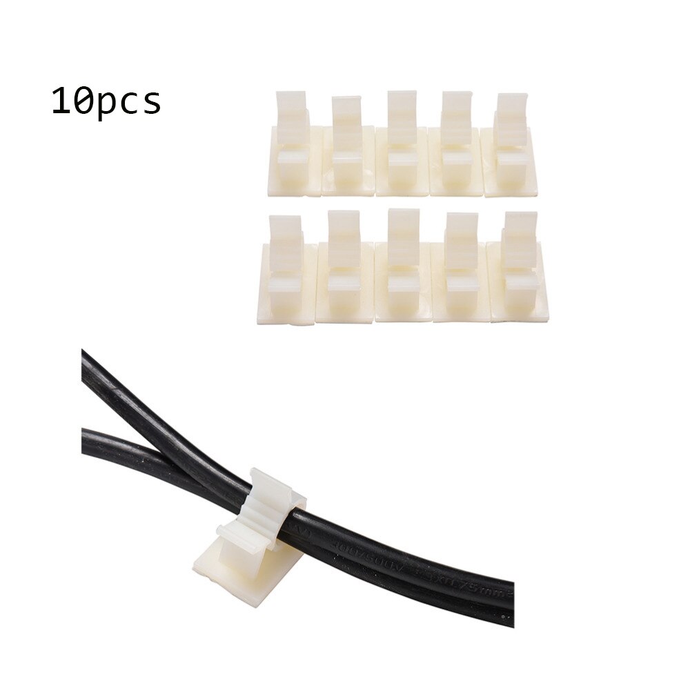 10 unids/lote de cables de alambre pinza fija blanca para coche, organizador de Cable autoadhesivo, enrollador, soporte para cables, Accesorios de escritorio