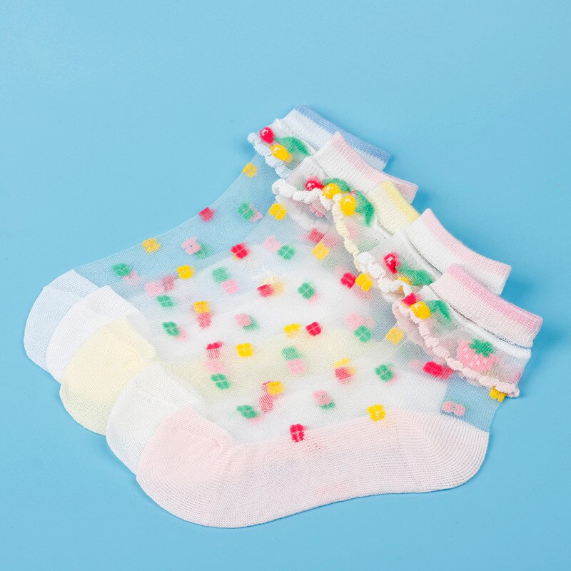 Meninas meias de malha estilo bebê meias com na moda elástico rendas flores verão nova chegada atacado 5 pares/lote crianças meias: Lace 1 / 9 to 12 year
