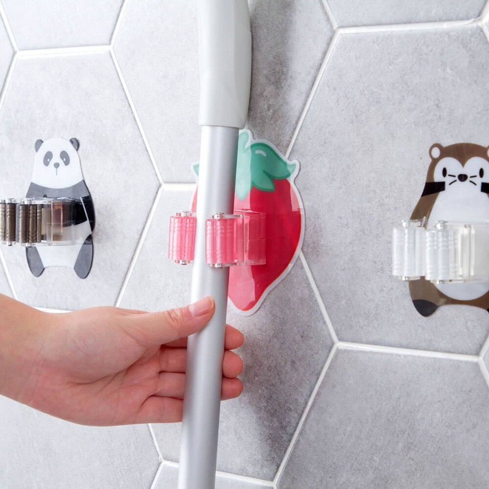 Wall Mounted Mop Holder Broom Gripper Umbrella Hanger Hook Brush Holder Rack Shelf Bathroom Organizer Rack