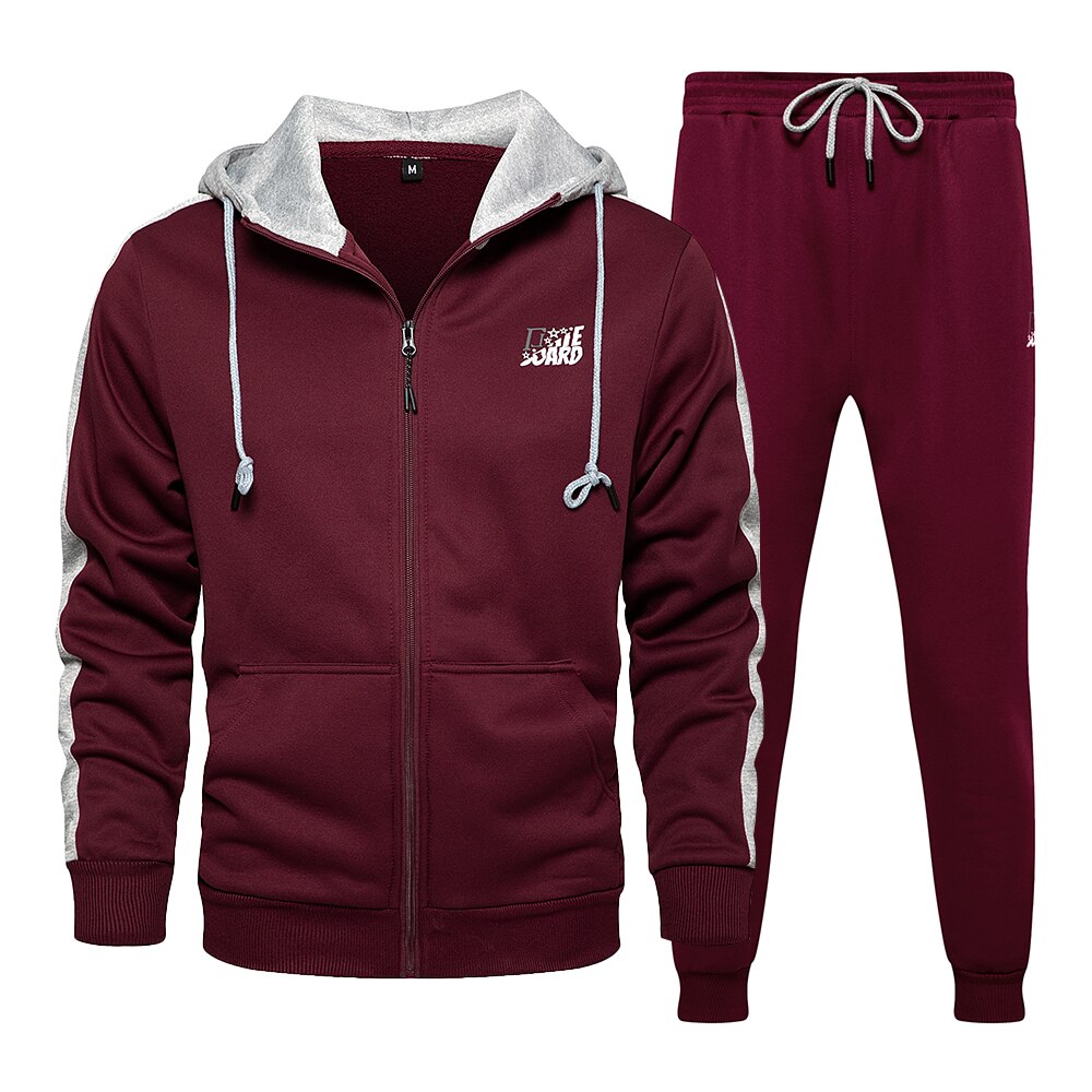 Träningsoveraller för män 2022 höst vintersportkläder träningskläder joggingdräkt 2 st set herr gymkläder träningsdräkter outfits: Tz69 röda / L