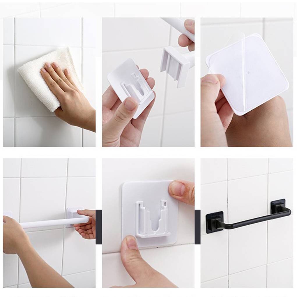 Zelfklevende Handdoek Staaf Handdoekenrek Muur Gemonteerde Zwarte Wc Ruimte Handdoek Barstorage Rail Plank Badkamer Accessoires