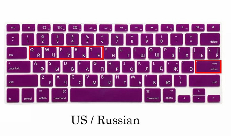 Coque de clavier en silicone souple EU/US pour Macbook Pro 13 Pro 15 CDROM A1278 A1286, EU/US/russe: US-Purple