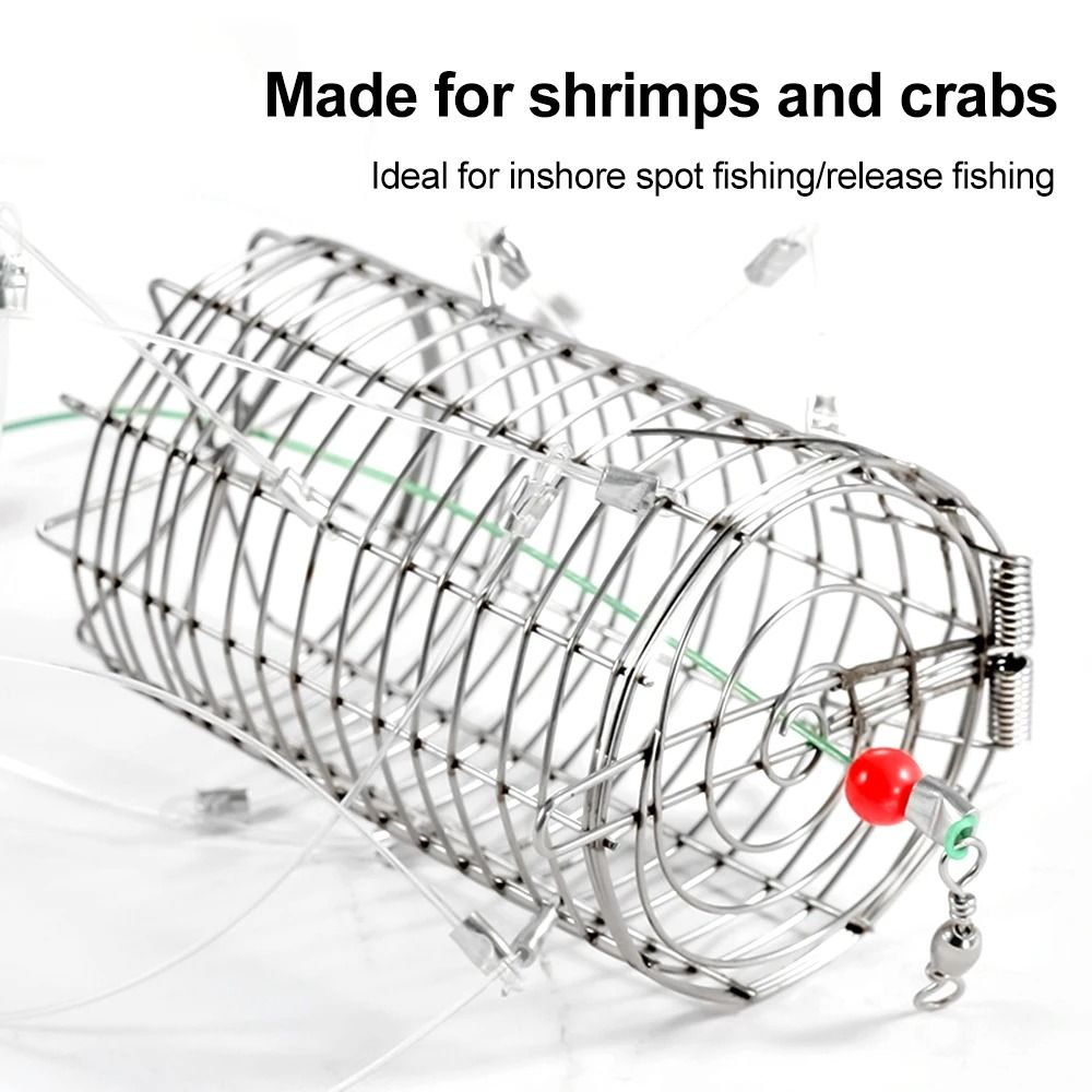 Stainless Steel Crab Catching Tool Steel Wire Lure Trap 8 Laps Crab Fishing Cages Fish Cage Feeder Crab Trap Catching Tool
