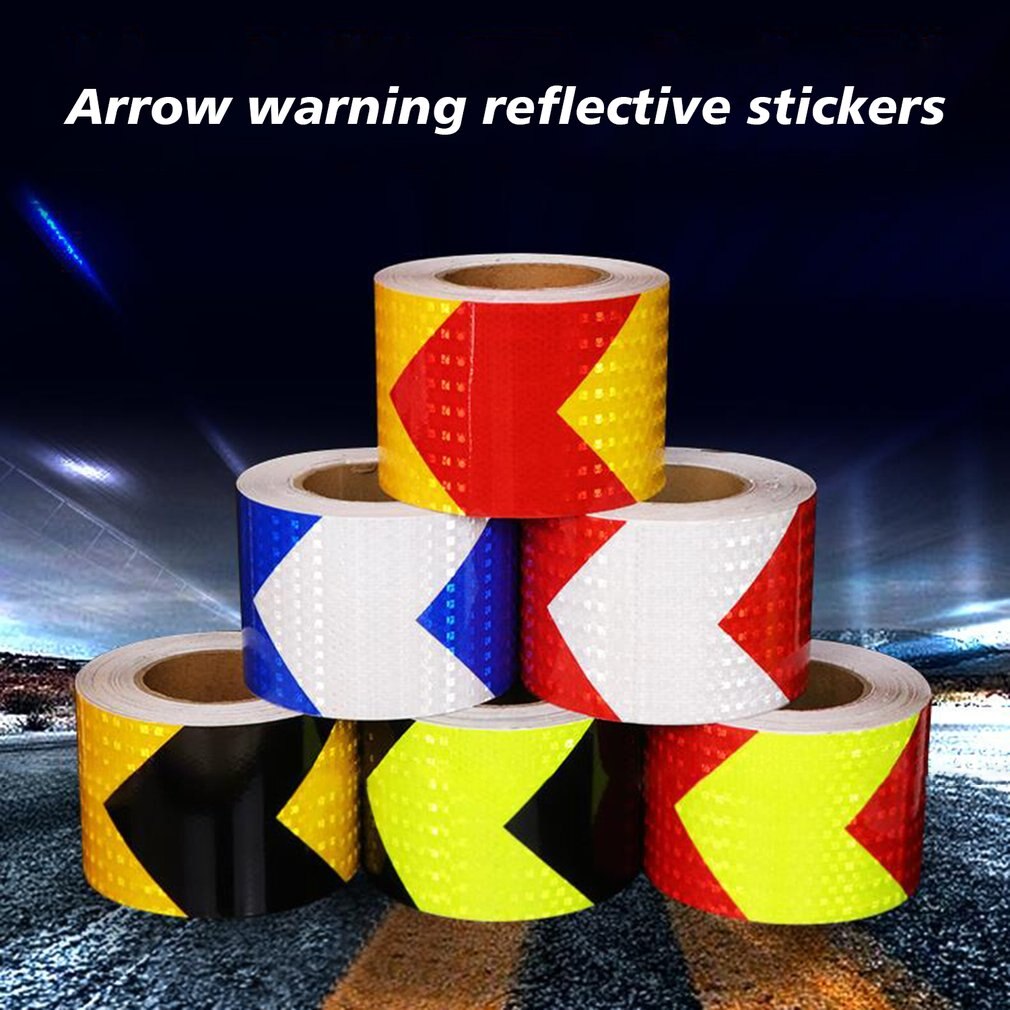 5CM Width Long Self-adhesive PVC Reflective Safety Warning Tape Road Traffic Construction Site Reflective Arrow