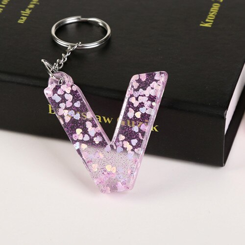1 Pc Sleutelhanger Engels Brief Sleutelhanger 26 Engels Woord Glitter Hars Een Q Handtas Bedels Voor Vrouw: D39