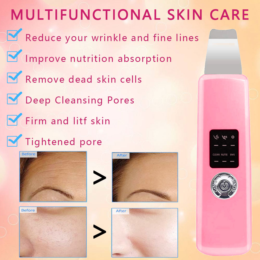 Ultrasonic Deep Face Cleaning Machine Skin Scrubber Remove Dirt Blackhead Reduce Wrinkles spots Facial Whitening Lifting Shovel