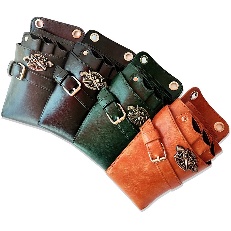 Zwart Pu Leer Kappers Pouch Schaar Zak Waterdichte Kapper Haar Schaar Zak Taille Schouder Riem Kapper Pouch