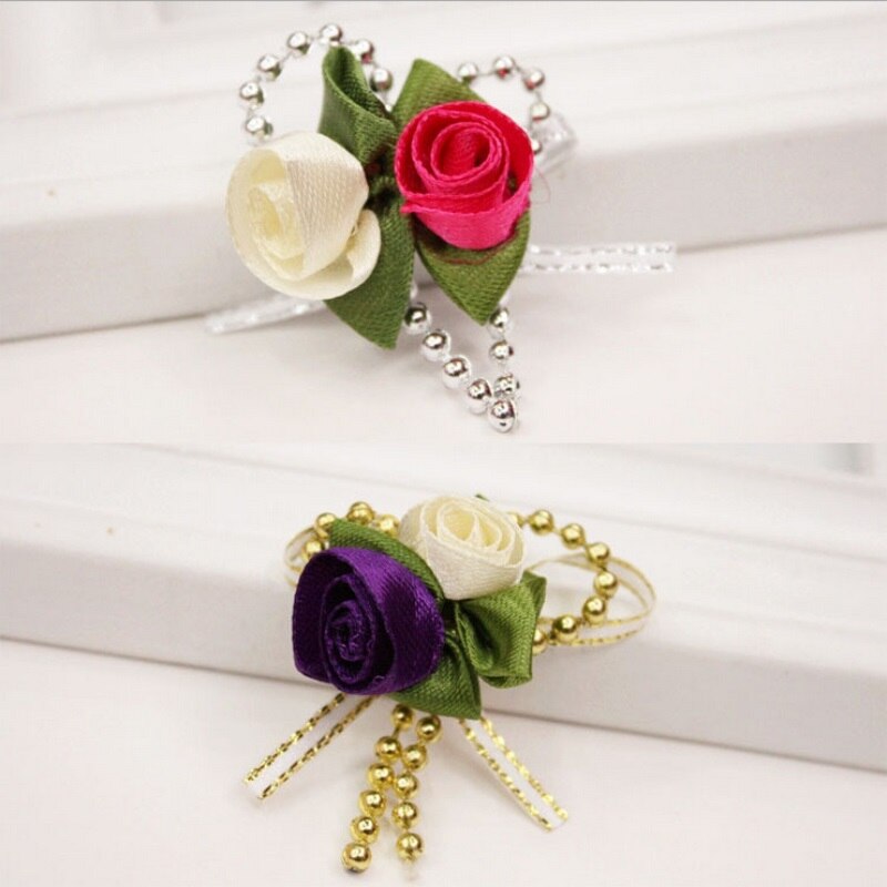 100PCS Artificial Mini Silk Rosettes Fabric Flowers Heads Making Handmade Satin Ribbon Roses DIY Craft For Wedding Decoration