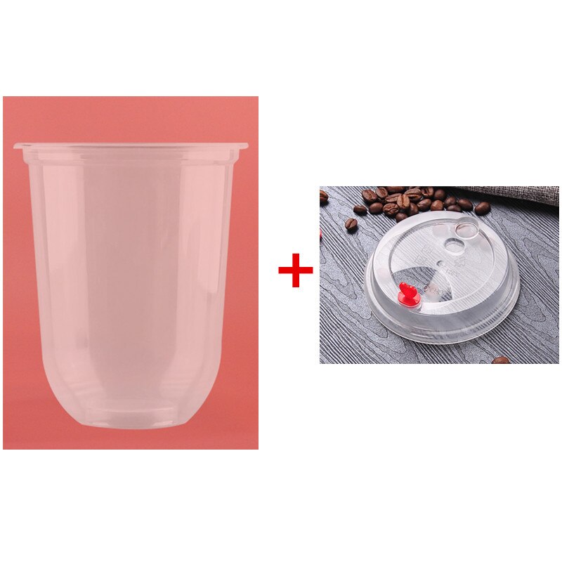 50pcs transparent disposable cups 360ml 500ml cold drink thick plastic cups birthday party favors cup with lid: cup and lid5 / 500ml 50pcs
