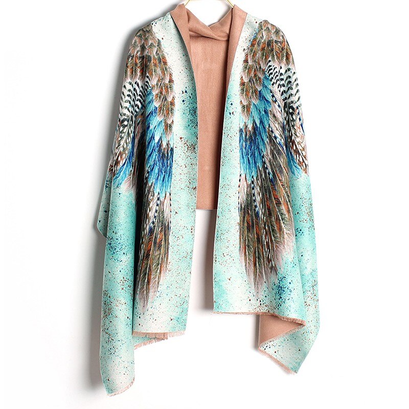YILIAN Brand YILIAN Brand Animal Wing Shawl Cashmere Novelty Scarf For Women Top Fashionable Green color LA081