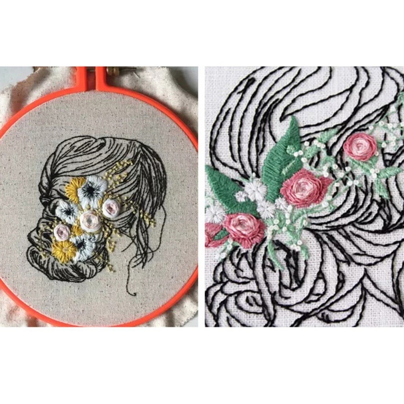 DIY Handmade Embroidery Starter Kit With Bamboo Embroidery Hoop Chinese Style Su Xiu Fairy Flower Pattern Cross Stitch Kit