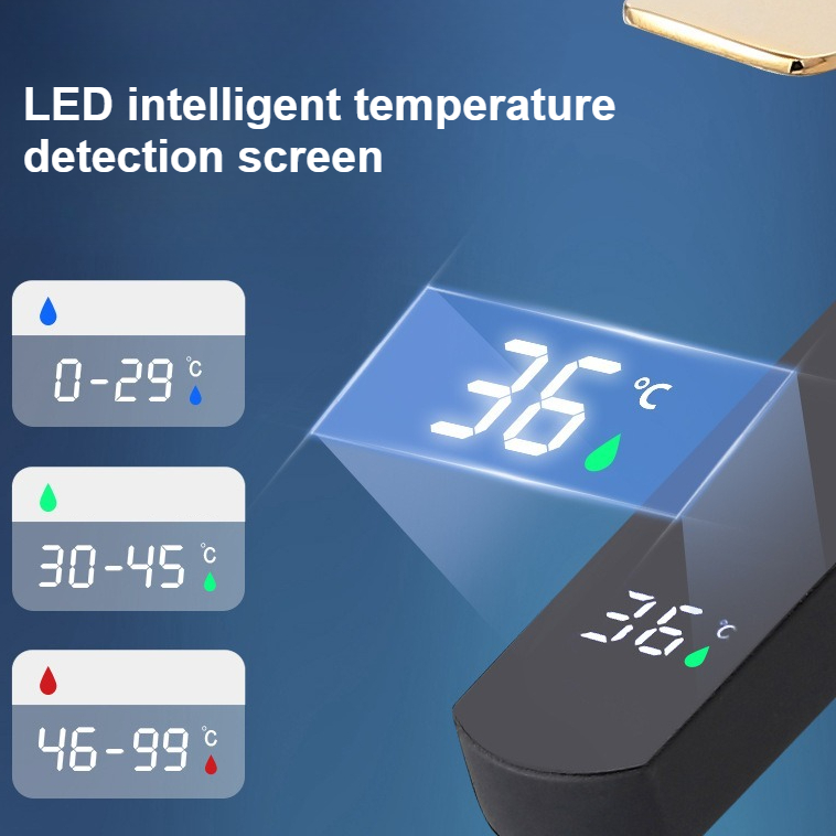 Håndvaskarmatur temperaturstyret armatur til badeværelse digitalt display og koldt blandingsbatteri bordmonterede badeværelsesarmaturer