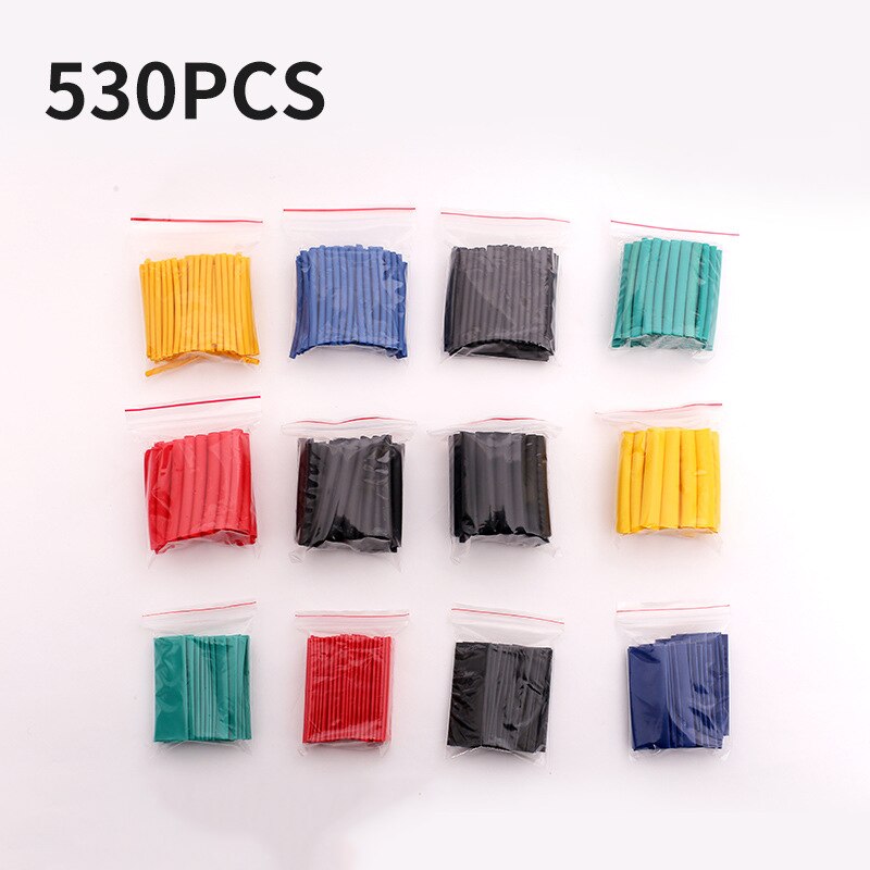 530pcs Assortment Electronic Wrap Wire Cable Insulated Polyolefin Heat Shrink Tube Ratio Tubing Insulation Shrinkable Tubes