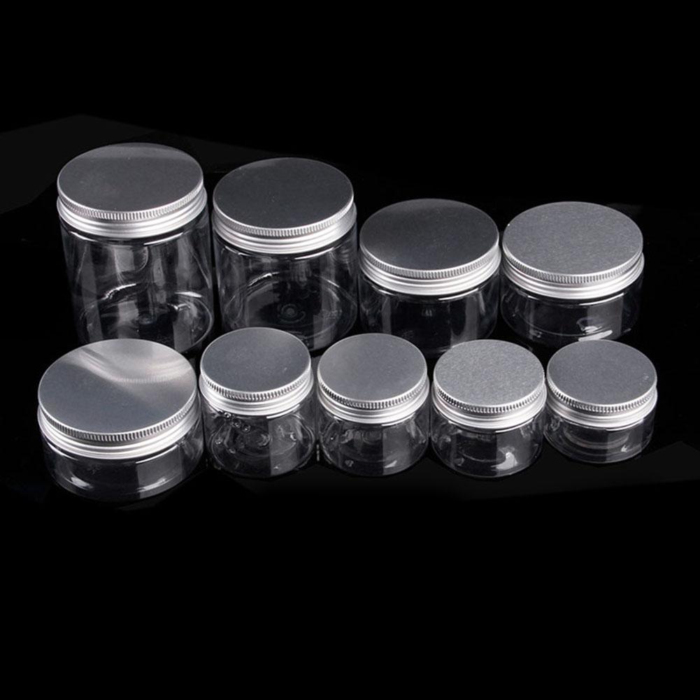 Boîte à maquillage, pot de rangement en plastique pour cosmétiques, récipient transparent avec couvercle en aluminium, petite bouteille de voyage 30/40/50/60/80/100/120/150/200ML 1 pièce