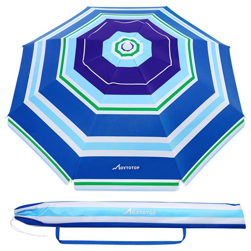 MOVTOTOP 6,5 ft Sonnenschirm Gestreiften Sand Regenschirm UV Schutz Atmungs Sonne Schutz für Außen Strand Reise: Farbe B