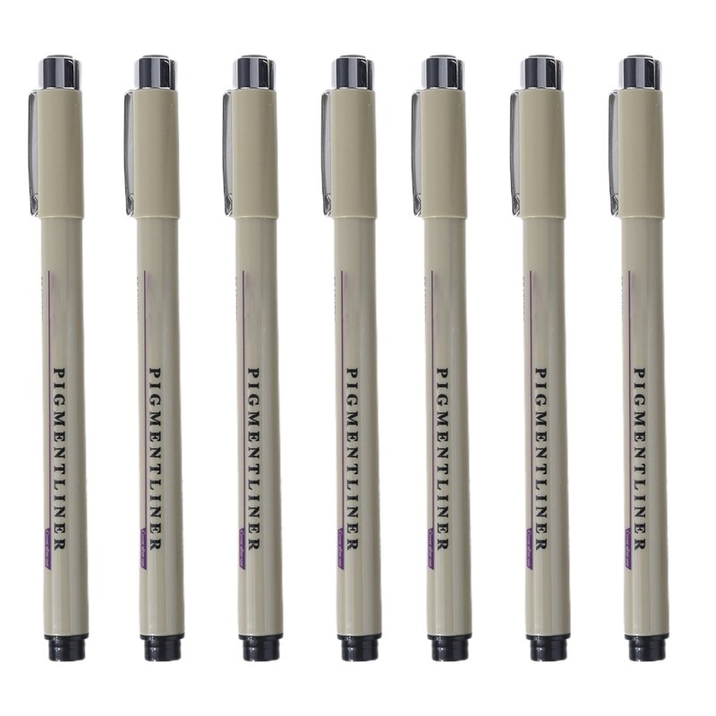 6/7/8/9pcs Black Technical Graphic Fine Hook Line Painting Drawing Pen Sketch Felt Pens aArt Supplies Markers Stationery: 7 Pcs