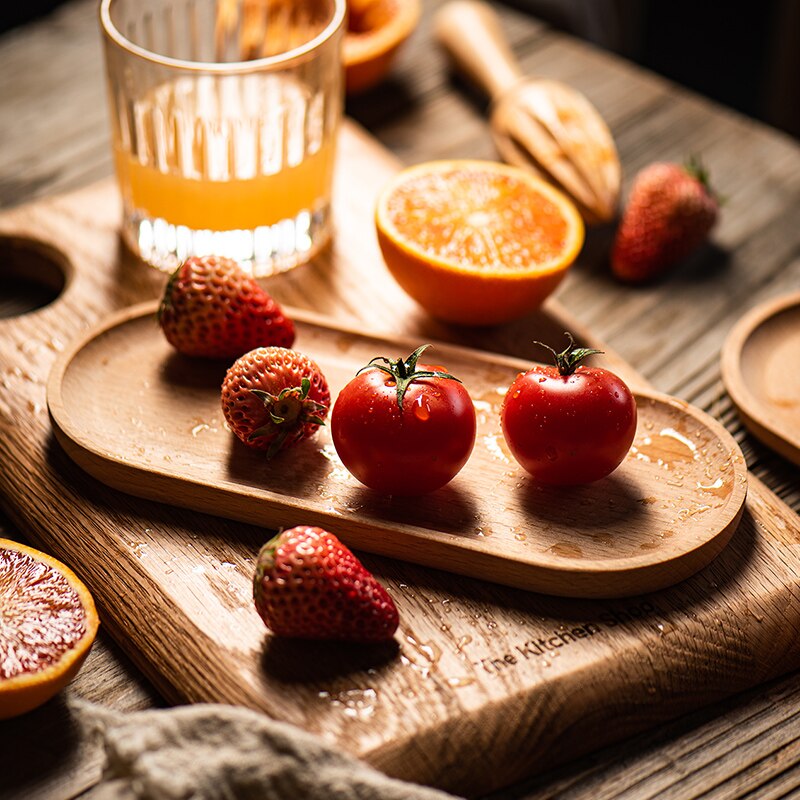 Retro Beech Wood Plate Wooden Kitchen Bread Fruit Food Photography Plate Serving Tray Props Storage Decoration Pan Tableware