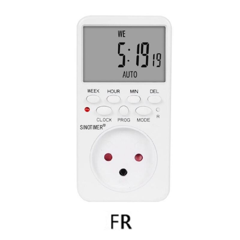 Digital timer-stik  ac230v -tidsrelæ programmerbart eu/us/uk/isr/br/it stik: Orange