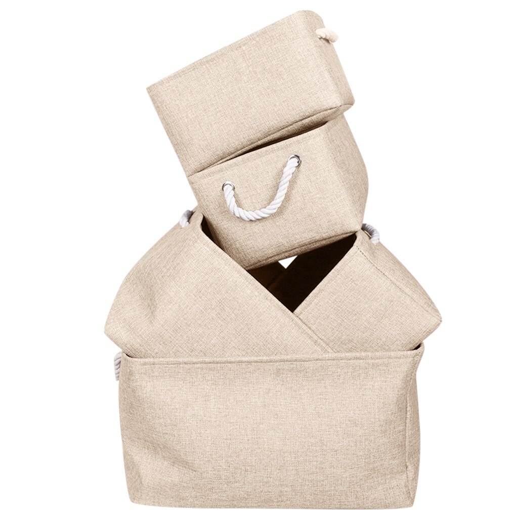 Multifunctional Storage Organizer Canvas Fabric Foldable Basket Laundry Storage Baskets with Handles Easier for storage: 41X31X20 / Light Yellow