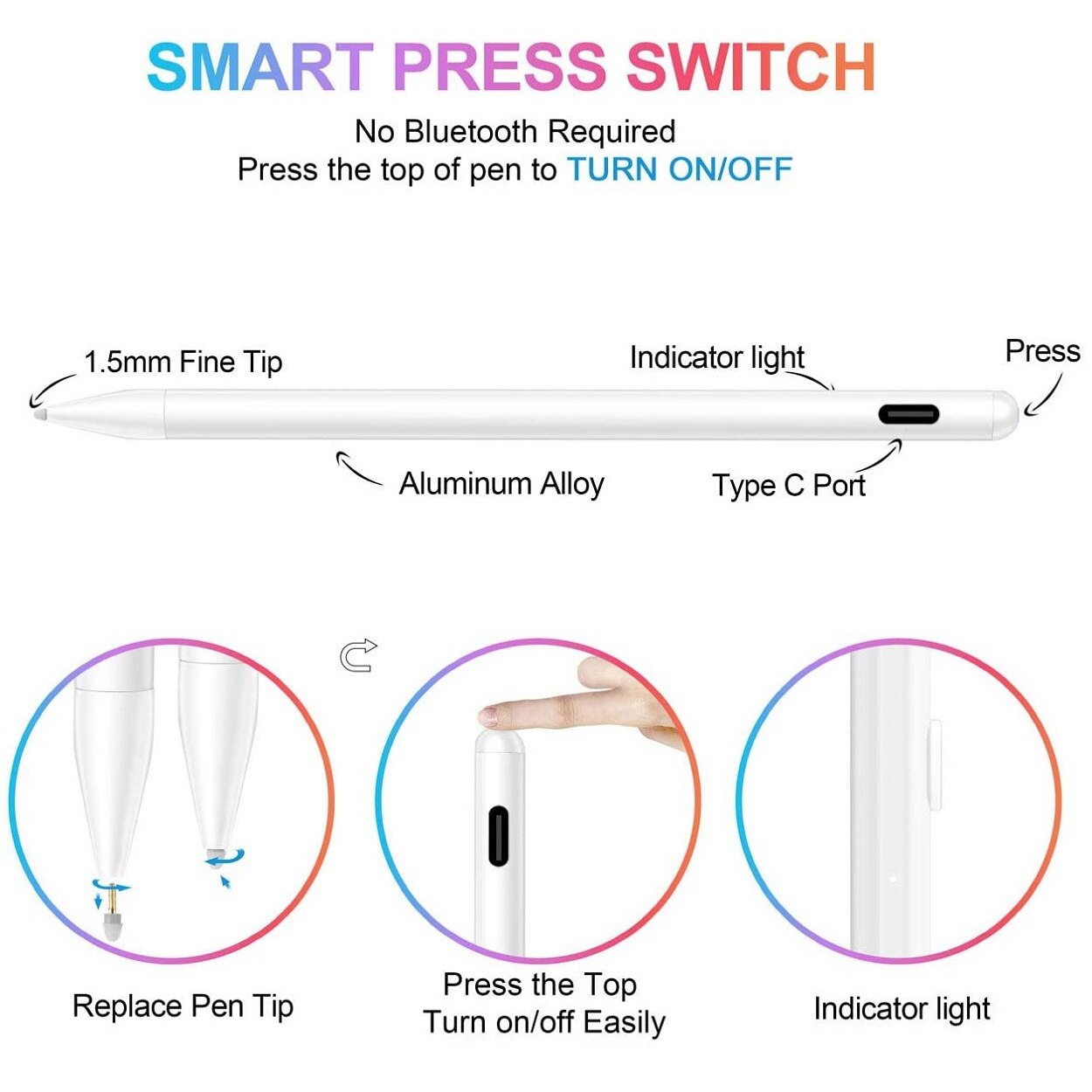 For Apple Pencil 2 iPad 23th Gen Active Stylus Pen Capacitive pen For iPad Drawing Touch Pen For iPad mini Pro