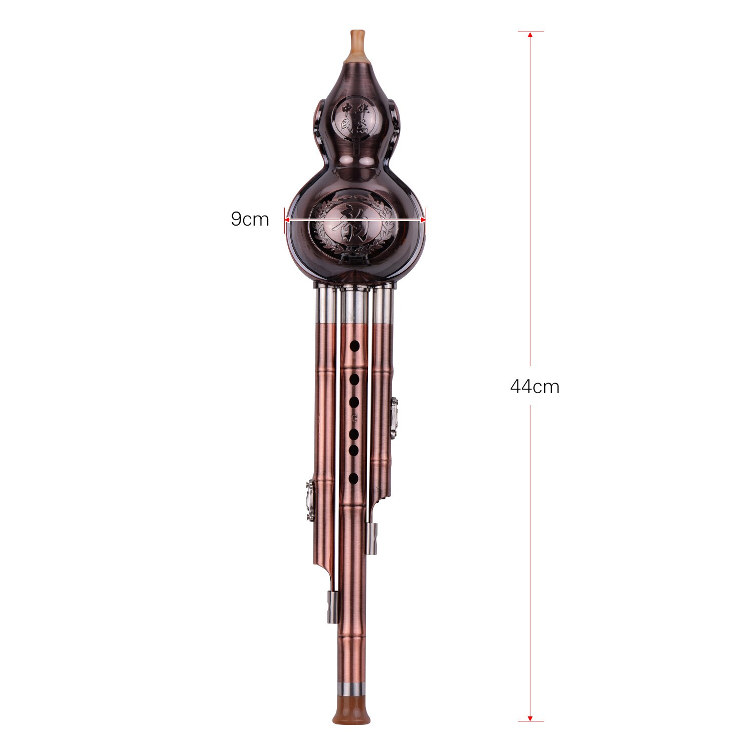 3- tone c-key hulusi kalebas cucurbit fløjte aluminium med kobberbelagte rør kinesisk traditionelt instrument med kinesisk knudehus