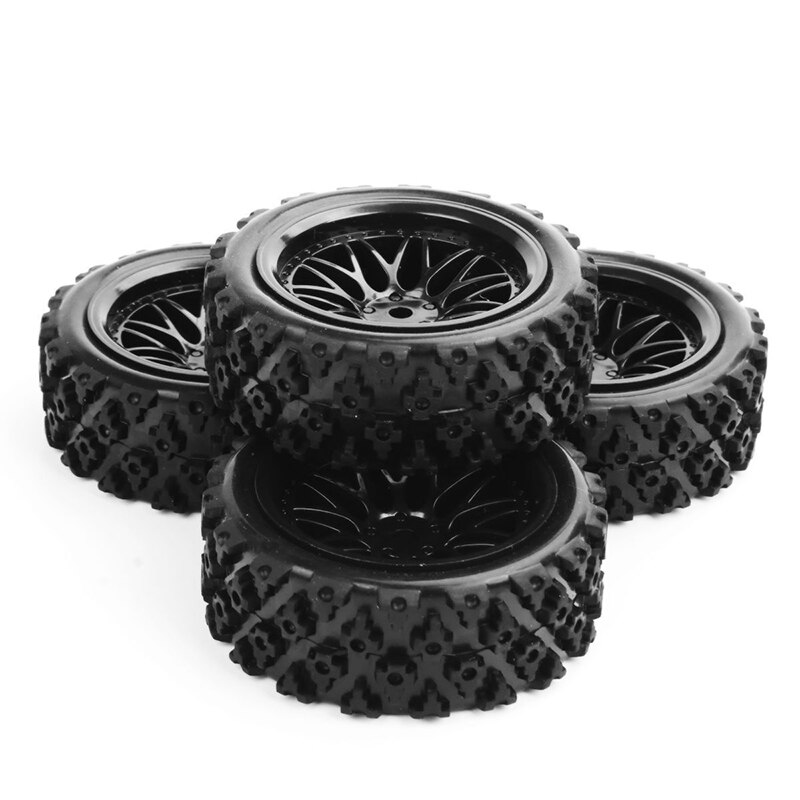 4pcs/set 1:10 RC Rubber Tyre Rim Car Racing Off Road Tires PP0487+BBNK