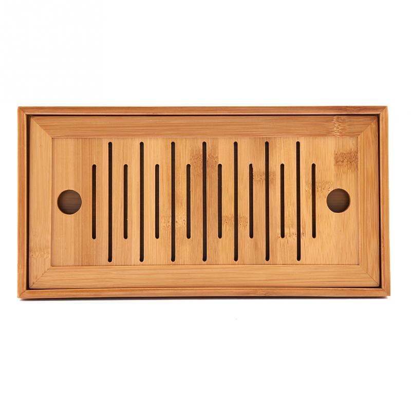 Rechthoek Chinese Gongfu Thee Bamboe Thee Dienblad Voedsel Koffie Thee Bestek Lade 27x14x3cm