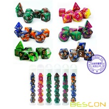 Bescon Mini Twee Tone Polyhedral Rpg Dobbelstenen Set 10 Mm, Kleine Dobbelstenen Set D4-D20 In Buis, 6 Diverse Gekleurde Van 42 Pcs