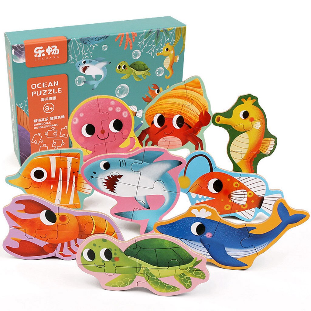 Houten 3D Puzzel Houten Speelgoed Voor Kinderen Montessori Speelgoed Puzzel Cartoon Dier Puzzel Kids Educatief Spel Blokken: E