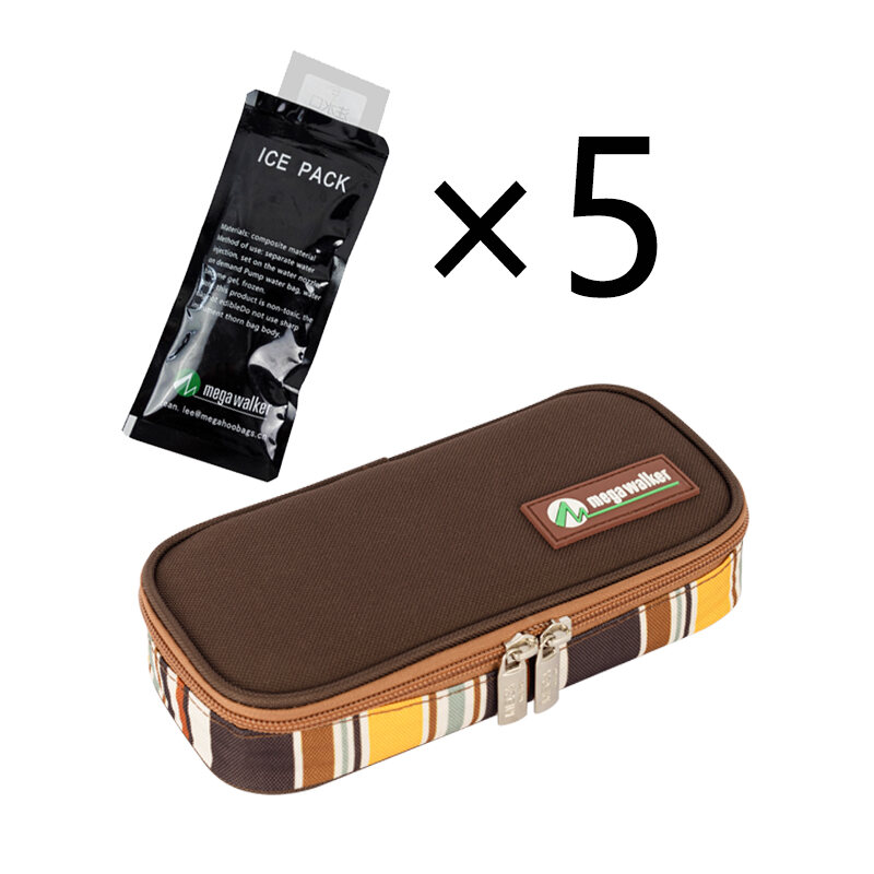 mega Insulin-Kühlbox, mittelgroße Tasche, tragbar, isoliert, für Diabetiker, Insulin-Reise, Nylongewebe, Eisbeutel aus Aluminiumfolie: Rosa
