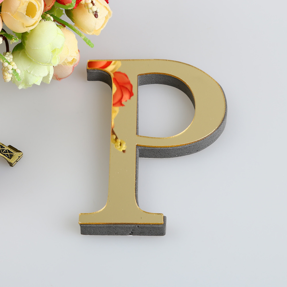10CM specchio 3D 26 lettere adesivi murali in acrilico fai da te per logo nome alfabeto matrimonio lettere d'amore inglese parete arte casa arredamento: Di Colore Giallo chiaro
