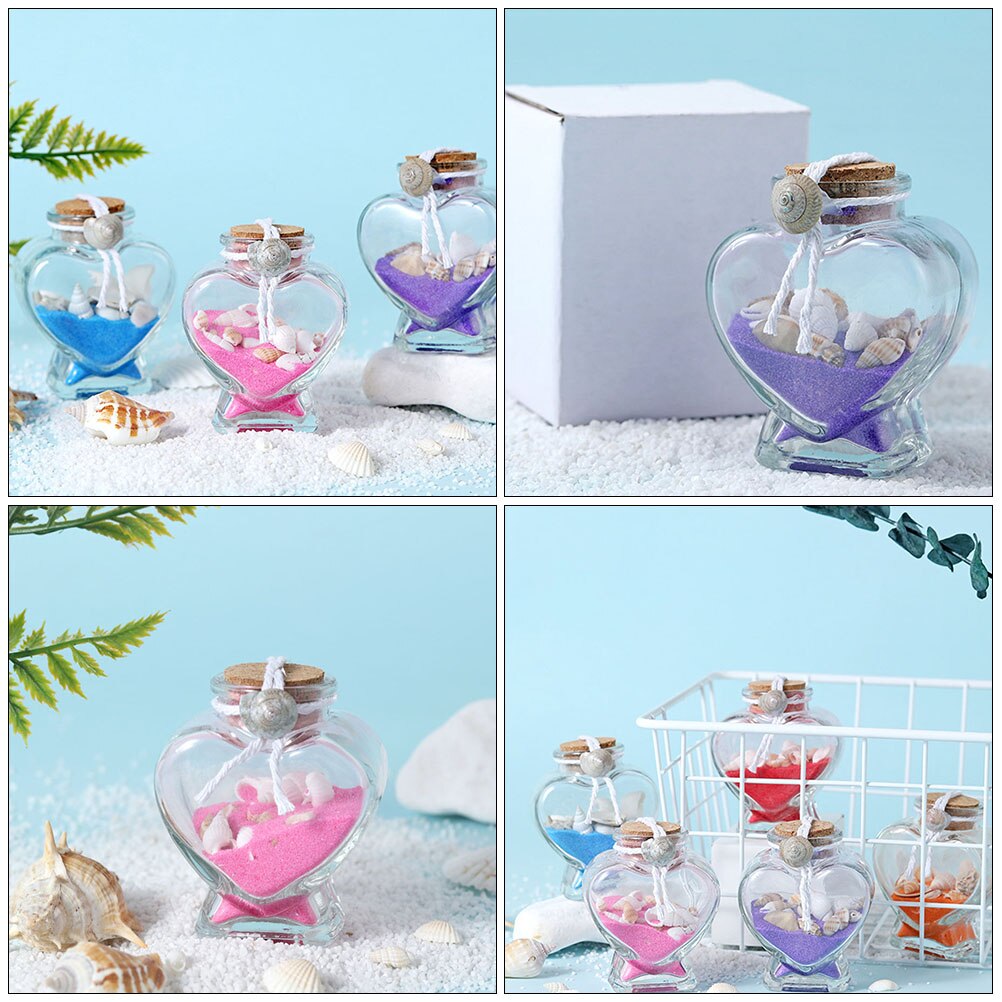 4 Stuks Transparante Wishing Flessen Hartvormige Parfum Flessen Glas Drift Flessen Potten Diy Ambachten Flesjes