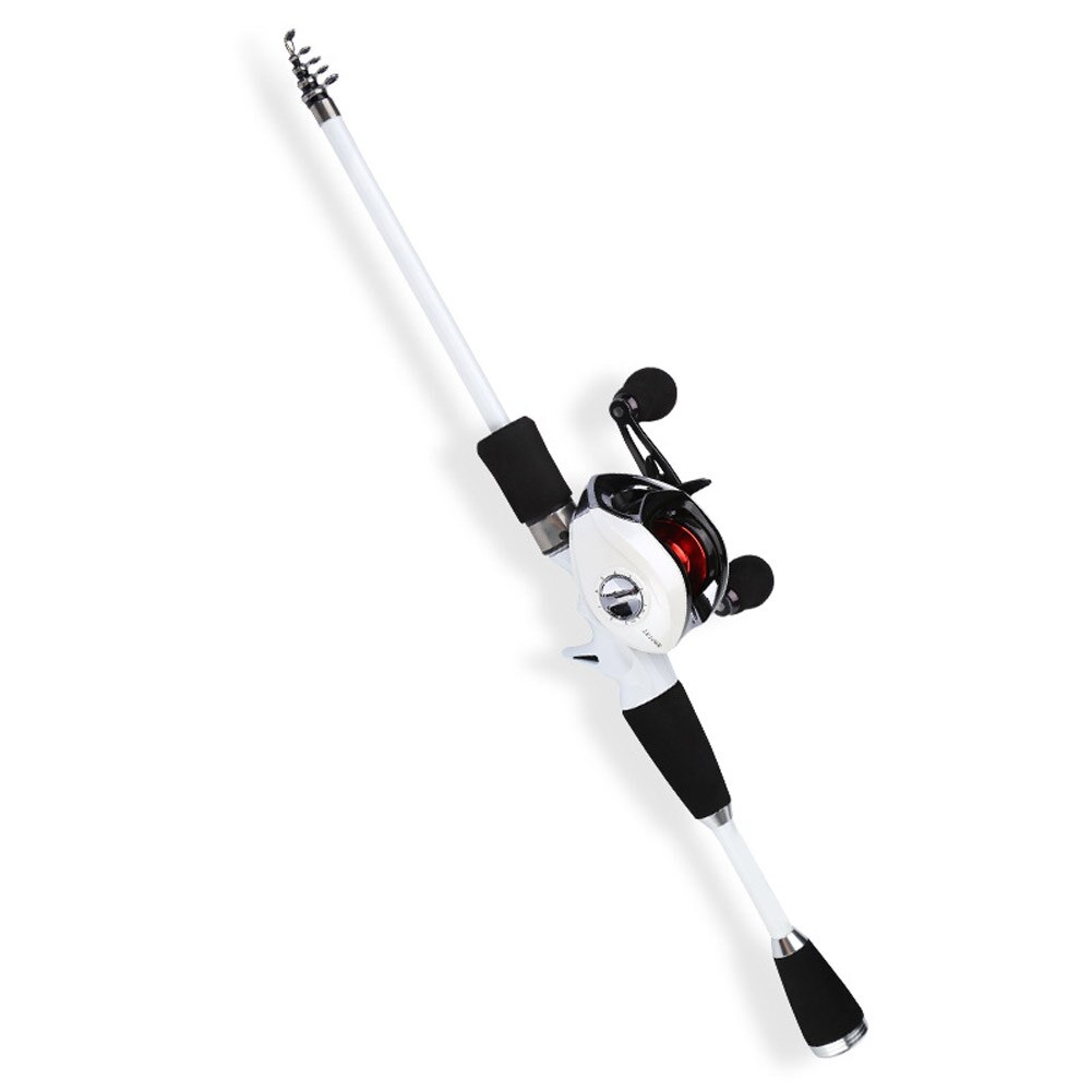 Carbon Fiber Lure Fishing Rod with Low-Profile Reel Telescopic Sea Lake Fishing Pole Set X85: 1.8m
