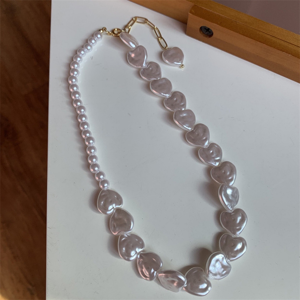Collier ras du cou en perles vintage pour femme, bijoux de fête de mariage, forme de cœur, colliers de la présidence, tendance élégante, blanc, 216.239., X278