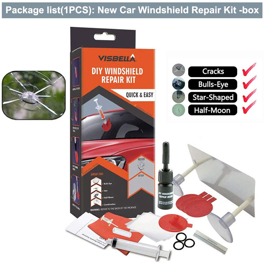 VISBELLA Car Windshield Repair Kit DIY Window Repair Tool Windscreen Glass Scratch Crack Restore Renewal Window Screen Polishing: Windshield 5
