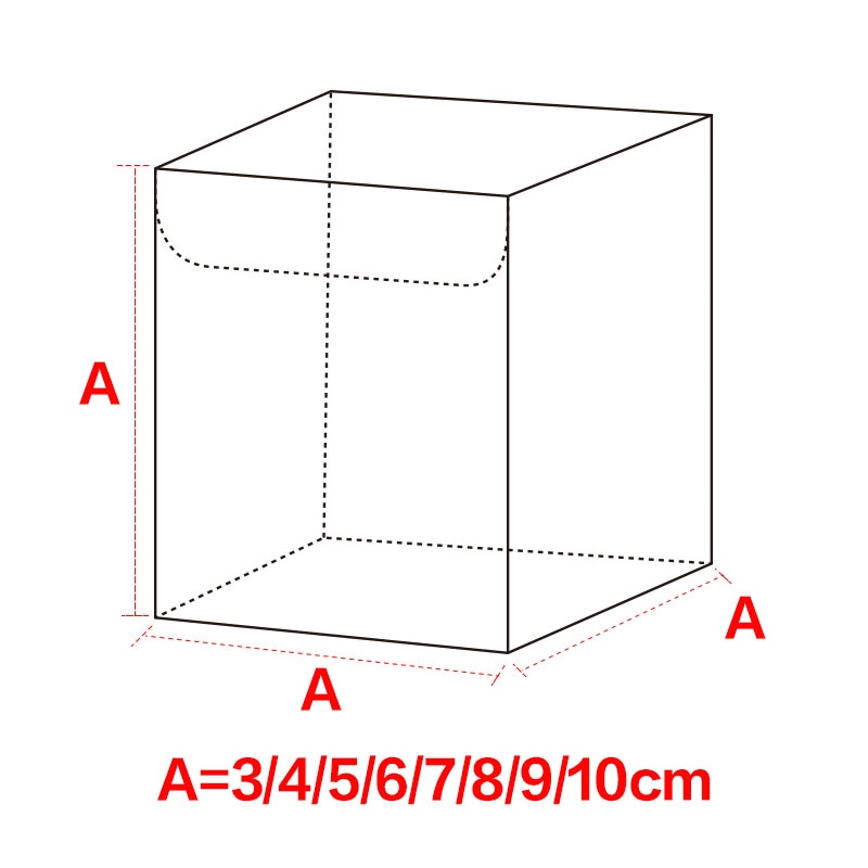 Different Sizes square Clear PVC Boxes Transparent Waterproof Box PVC Plastic Packaging Box For Souvenir/Candy/Toys 10pcs