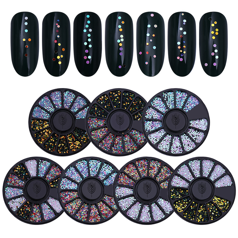 1 Box Nail Pailletten Gemengde Kleur Multi-Size Ab Kleuren Holograpic Glinsterende Decors 1 Mm Nail Art Accessoires Diy