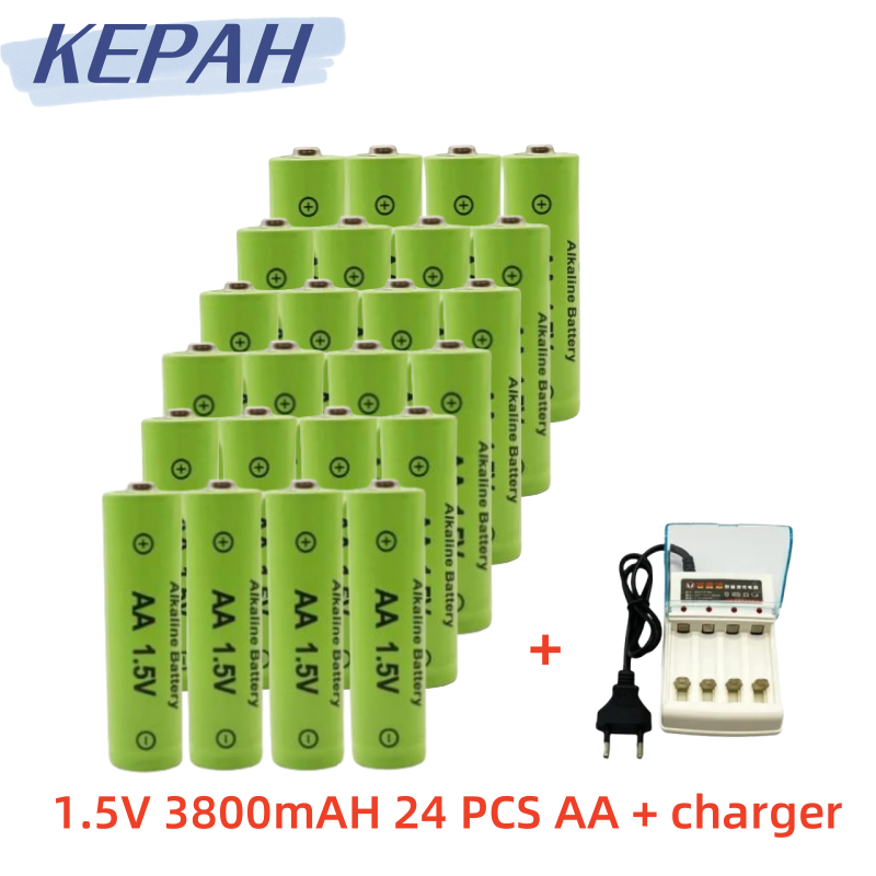 1.5V AA3800mAh rechargeable battery, 1 5V charger, AA flashlight, toy watch, MP3 player, wireless keyboard, wireless mouse: Gold