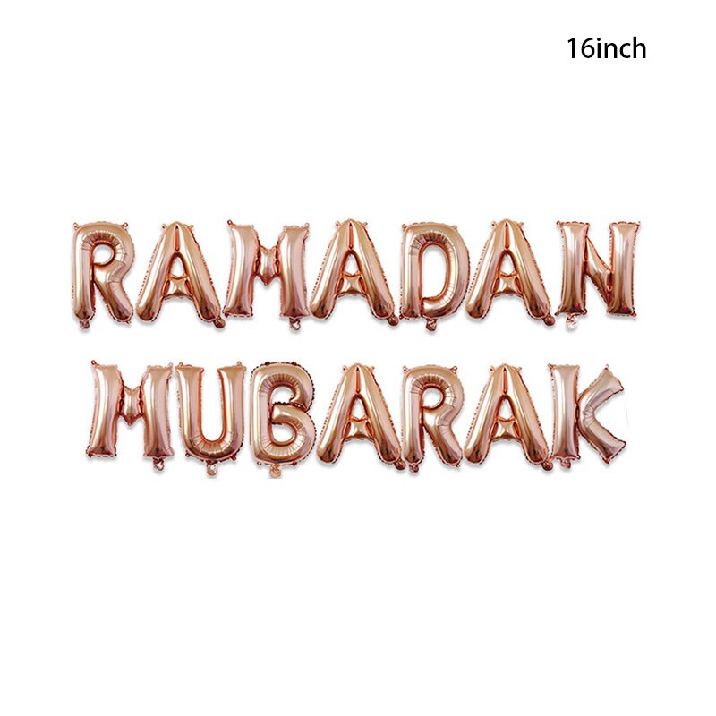 Ramadan Mubarak Ballon 16 Inch Moslim Ramadan Mubarak Decoratie En Opstelling Brief Aluminium Folie Ballon: Rose gold