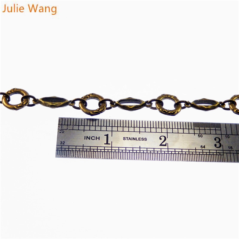 Julie Wang-cadena de eslabones de Metal Vintage para mujer, de bronce antiguo, para collar, pulsera para mujer, accesorio decorativo para fabricación de joyas, 1 metro por paquete