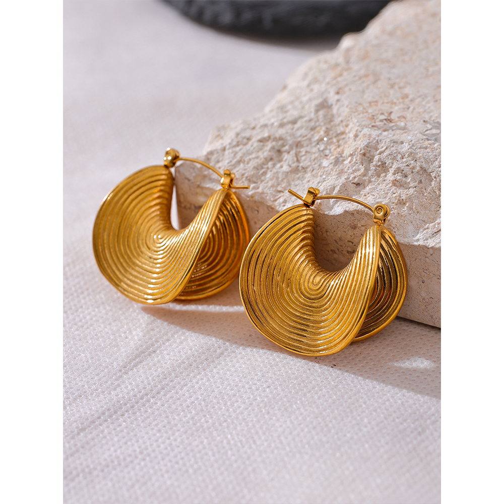 Yhpup-pendientes geométricos únicos y elegantes de acero inoxidable, resistentes al agua, joyería creativa de Metal con temperamento de Color dorado para mujer