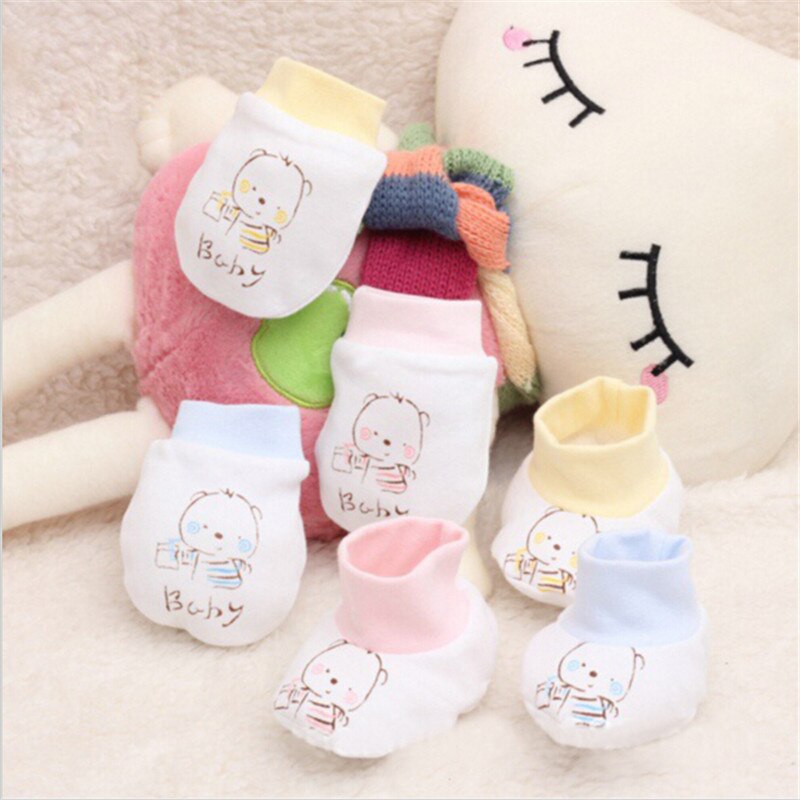 Baby Glove Cartoon Pattern Anti-grasping Gloves Newborn Protection Face Cotton Anti Scratching Gloves Newborn